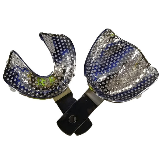 Perforated Stainless Steel Dental Clip/Oral Impression Metal Mesh Toothless Rest 2pcs/pair