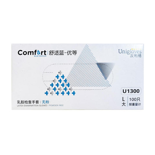 Examination Gloves Powder Free Comfortable Blue Excellent 100pc / box