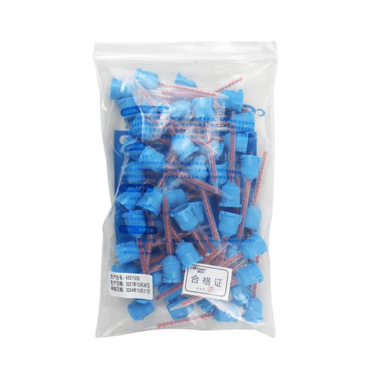 Oral Material Injection Head / Mixing Head / Temporary Crown Material Mixing Tube / Blue Cap Orange Core Mixing Head