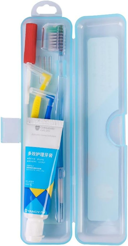 YANDY Portable Orthodontic Oral Care Kit for Braces - Contains Orthodontic Toothbrush,Toothpaste,Interdental Brush,Orthodontic Bites