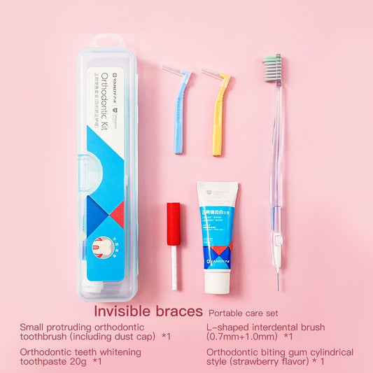 YANDY Portable Orthodontic Oral Care Kit for Braces - Contains Orthodontic Toothbrush,Toothpaste,Interdental Brush,Orthodontic Bites