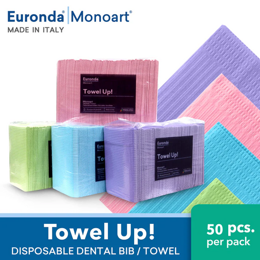 Towel Up 50 pcs Euronda Monoart - Highly Absorbent Disposable Dental Patient Bib