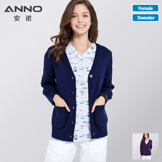 ANNO Long Sleeves Cotton Sweater Winter Hospital Equipment Unisex Work Wear Clothing Keep Warm Shirt Nursing Accessories