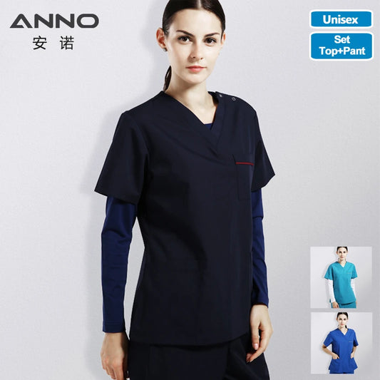 ANNO Scrubs Set Work Wear Hospital Classic Form Foctor Woman Man Nursing Uniform Dental Clothing
