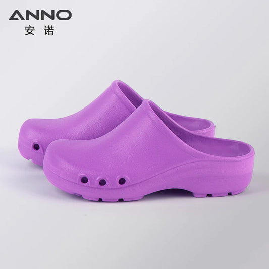 Soft Doctors Nurses Shoes EVA Anti-slip Clogs Operating Room Lab Slippers Chef Work Flat flip flop Suitable for Long Standing Purple(ZiSe)