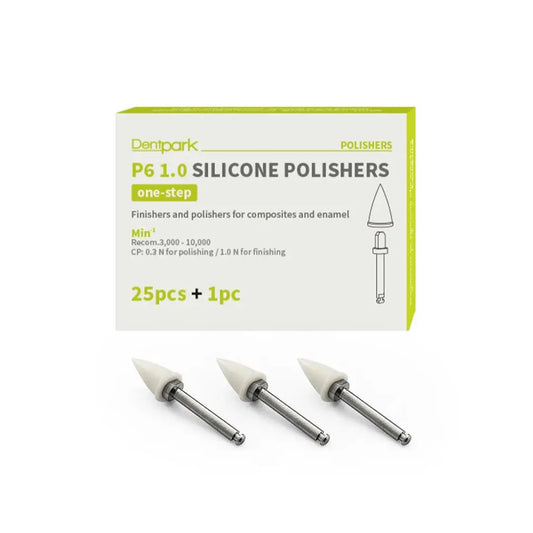 Dentpark 25PCS Dental Composite Resin Polishers P6 One-step Finishing System Points Low-speed Tool with PS or Metal RA Mandrel 1.0 with M mandrel