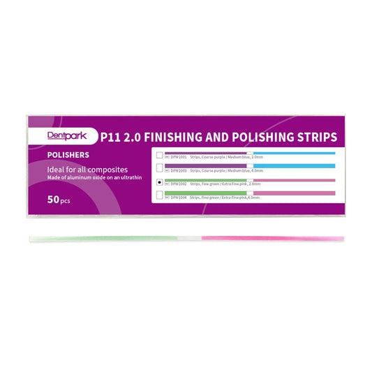 Dentpark 50pcs Dental finishing and Polishing Strips With Central Blank for composite and natural teeth NO grit stripping off Fine Extra Fine2.0mm
