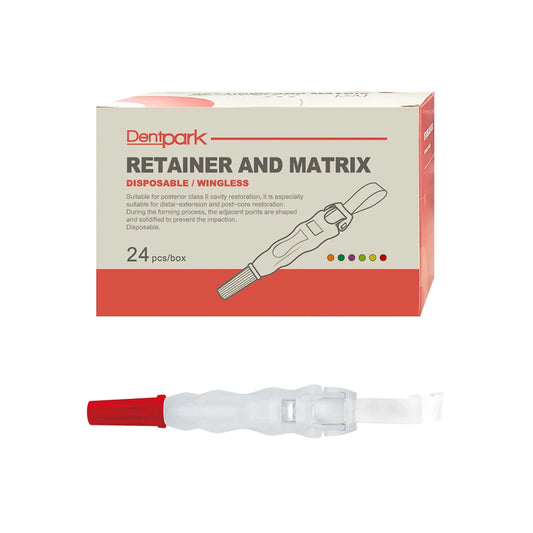 Dentpark/24pcs Pre-Formed Retainer and Matrix Bands M5 Roll O Type for class-Ⅱ Teeth Filling 180°Adjustable Contoured Matrices 6.2mm red mylar