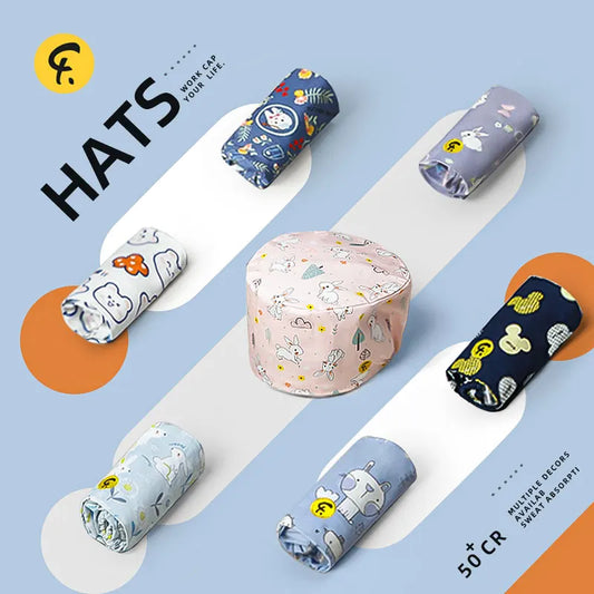 100% Cotton Scrub Caps Wth Sweatband Unisex Dentist Hospital Doctor Work Surgical Hats Man Women Carton Print Nursing Head Dress