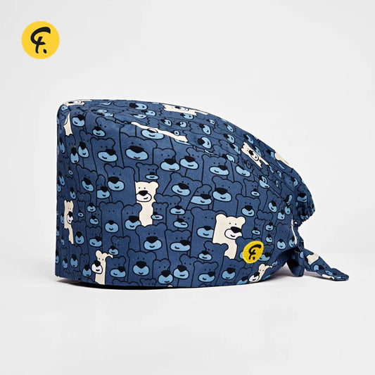 100% Cotton Medical Scrub Caps Women Men Dentist Hospital Doctor Work Surgical Hats Nursing Head Dress Carton Print FRH01-X110