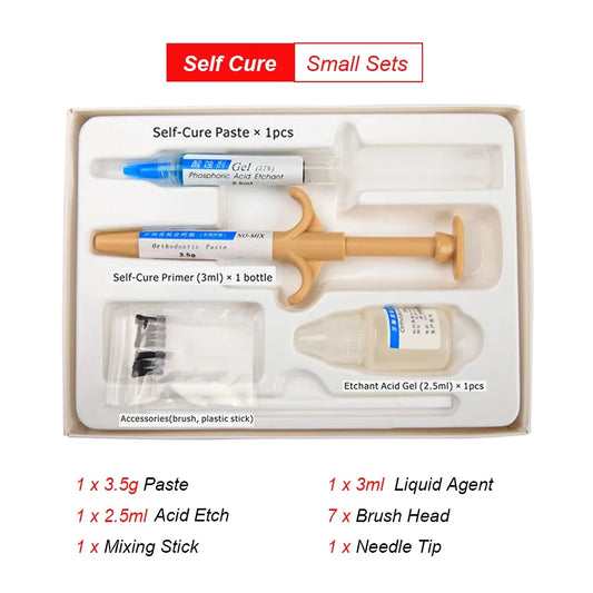 S/L Dental Orthodontic Bracket Adhesive Teeth Enamel Light Curing Bonding Glue Cure Resin Soft Gel Dentistry Materials Dentist Small (Self Cure)