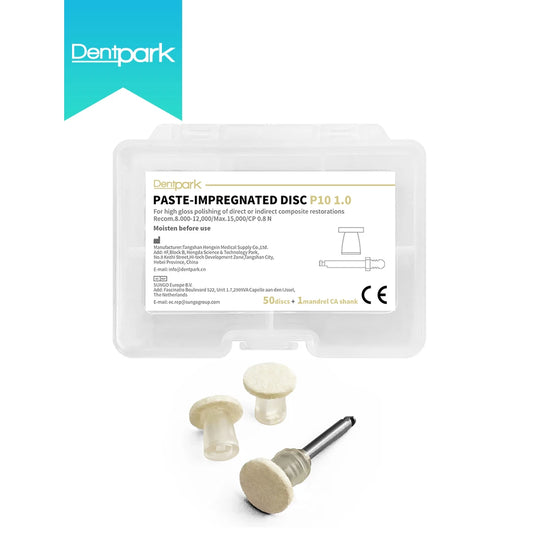 Dental Polishing Discs P10 50PCS & 1Mandrel for Anterior Composite Restoration, No-Scratch Felt Wheel Pre-impregnated Abrasive