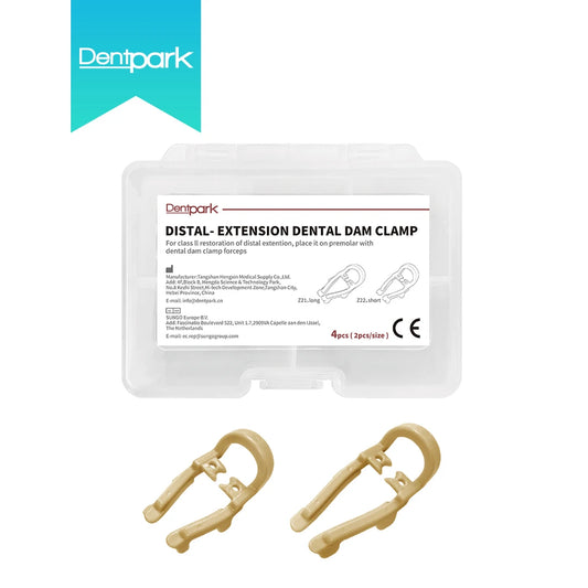 Dentpark 4pcs /6pcs Dental Rubber Dam Clamps Distal-Extension Clip Head with sand Autoclavable 134℃ Moisture Control 4pcs 1 set