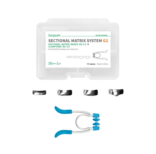 Dentpark Dental Sectional Matrix System KIT G2 30pcs Bands & 1 Handheld retainer Clamp Ring R4 Clip Quick Class Ⅱ Restoration G2 Kit