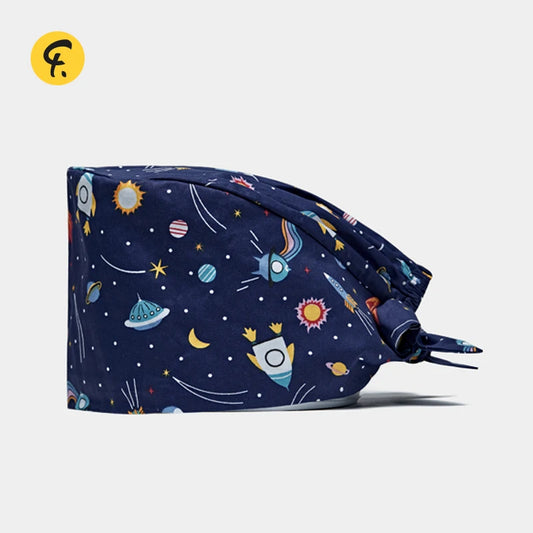 100% Cotton Medical Scrub Caps Women Men Dentist Hospital Doctor Work Surgical Hats Nursing Head Dress Carton Print FRH01-X102