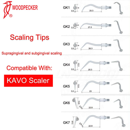 Woodpecker Dental Ultrasonic Scaler Tips Scaling Tip Fit KAVO SONICflex Dentistry Air Scaler Handpiece Dental Instrument GK1 GK2