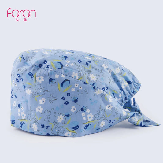 Faran Cotton Scrub Caps Women Men Dentist Hospital Doctor Work Surgical Hats Nursing Head Dress for Men Animal Carton Print FRH01-X017