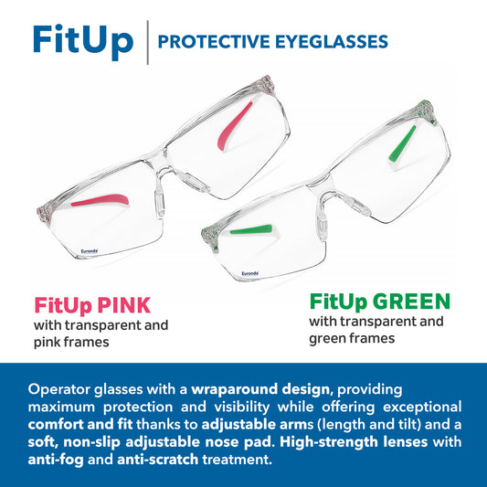 Fit Up Protective Safety Eyeglasses Anti-Fog & Anti-Scratch Eyewear | Euronda Monoart PROS APAC