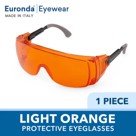 Light Orange Protective Over-Eyeglasses | UV400 & Blue Light Protection | Anti-Fog & Anti-Scratch Safety Eyewear | Euronda Monoart