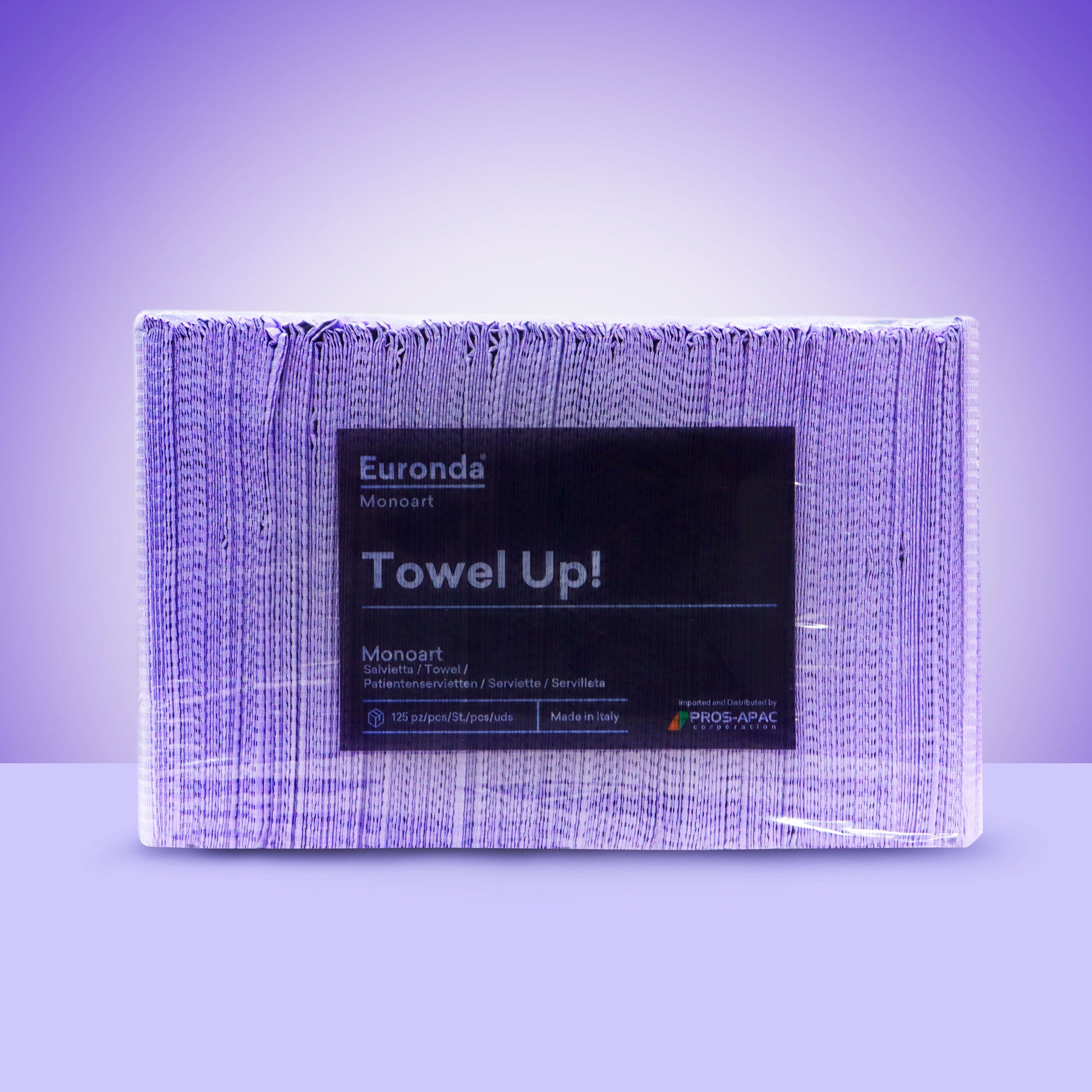 Towel Up 50 pcs Euronda Monoart - Highly Absorbent Disposable Dental Patient Bib Lilac