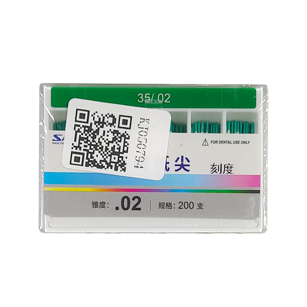 Absorbent Paper Points (02 Taper),Length-mark 200pcs/box 02 35