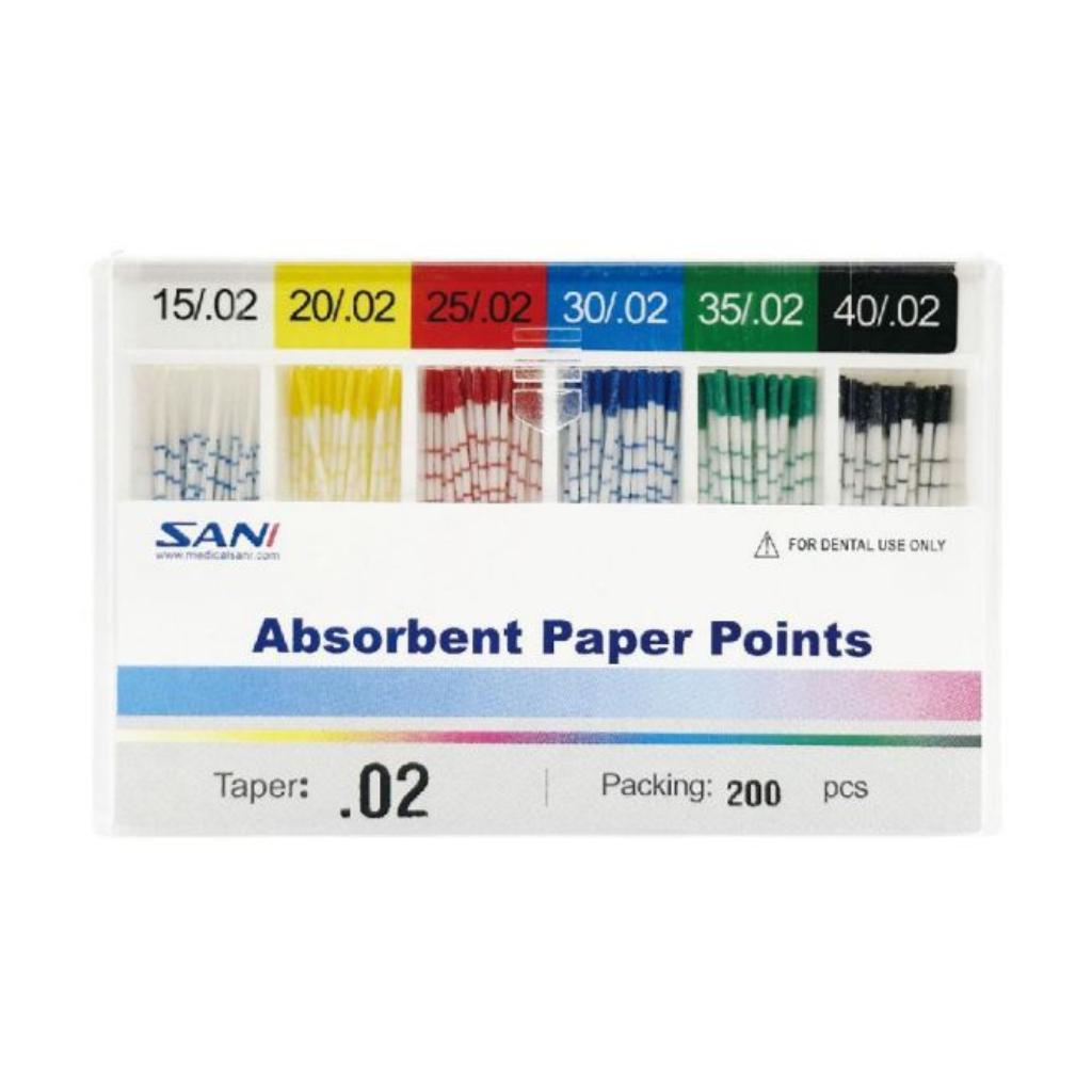 Absorbent Paper Points (02 Taper),Length-mark 200pcs/box 02 10-40