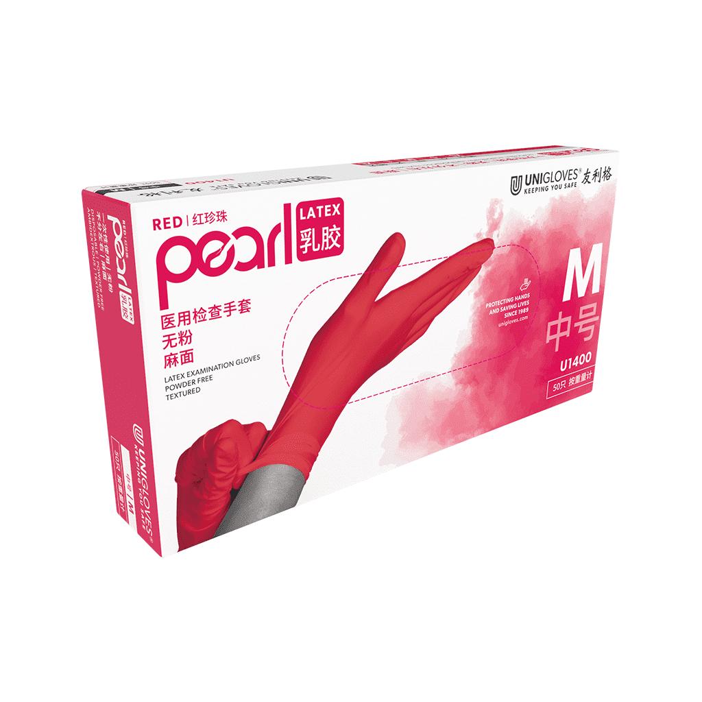 Colored Powder-Free Latex Gloves 紅色M