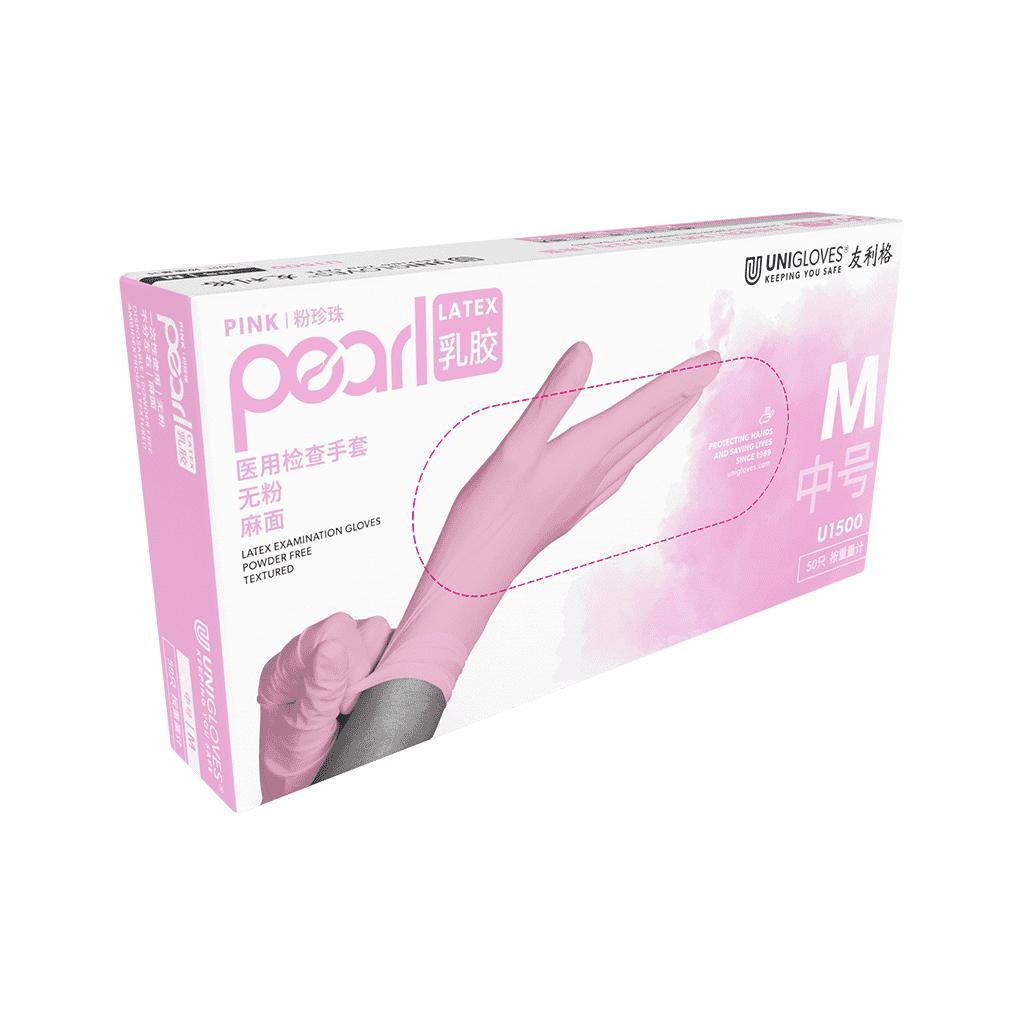 Colored Powder-Free Latex Gloves 粉色M