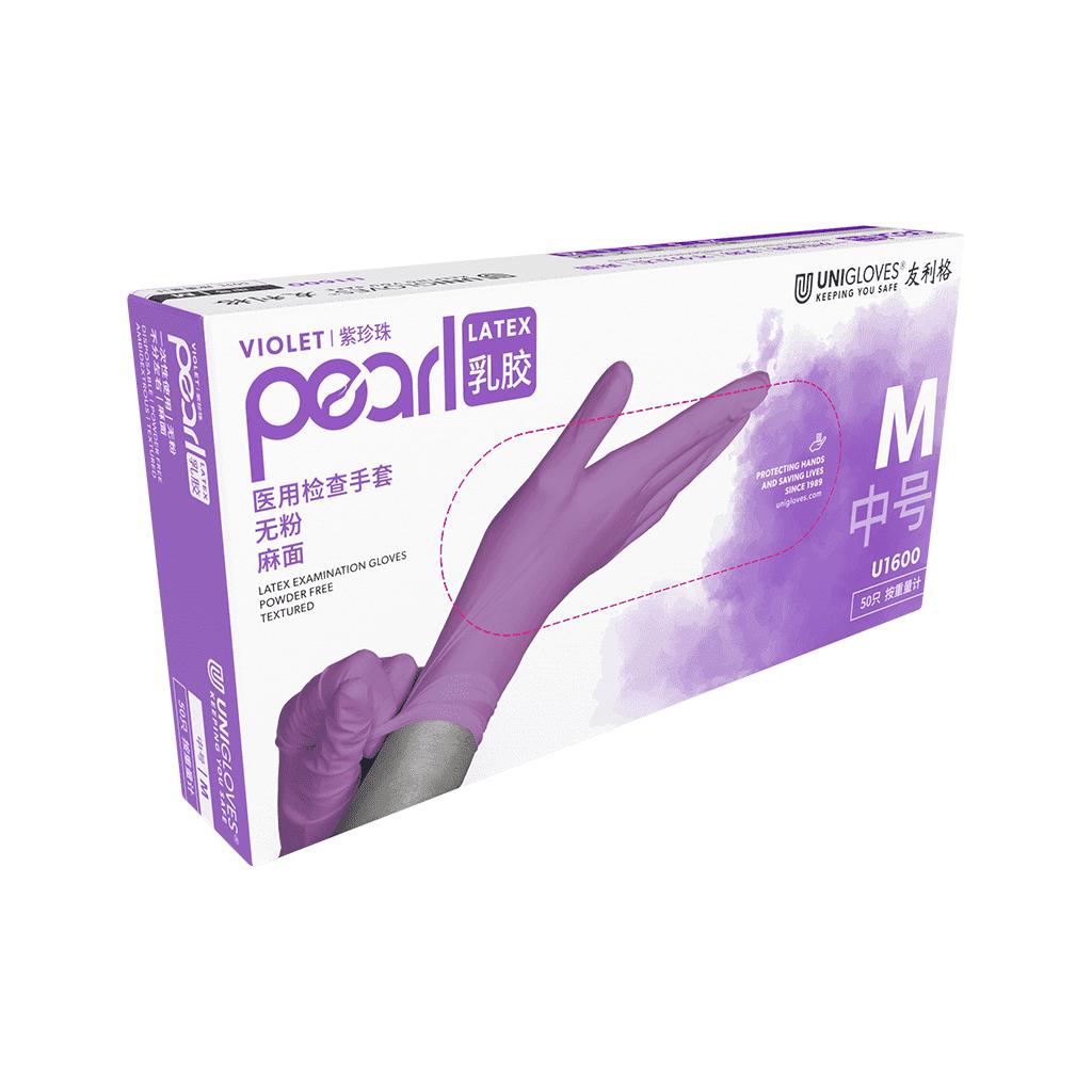 Colored Powder-Free Latex Gloves 紫色M