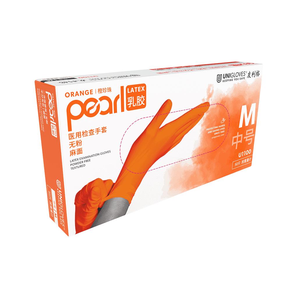 Colored Powder-Free Latex Gloves 橙色M