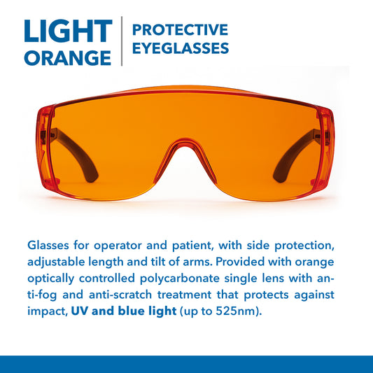 Light Orange Protective Over-Eyeglasses | UV400 & Blue Light Protection | Anti-Fog & Anti-Scratch Safety Eyewear | Euronda Monoart
