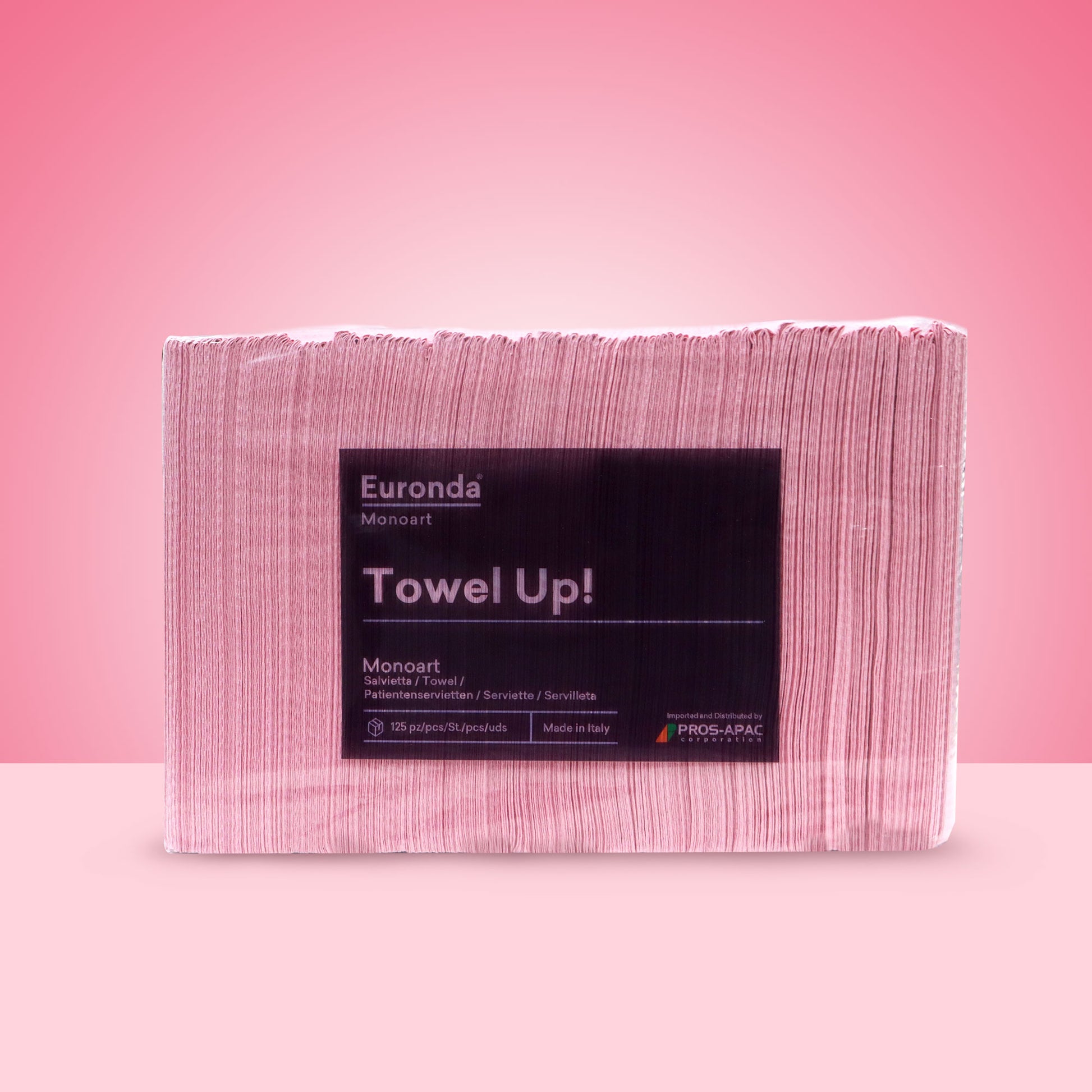 Towel Up 50 pcs Euronda Monoart - Highly Absorbent Disposable Dental Patient Bib Pink