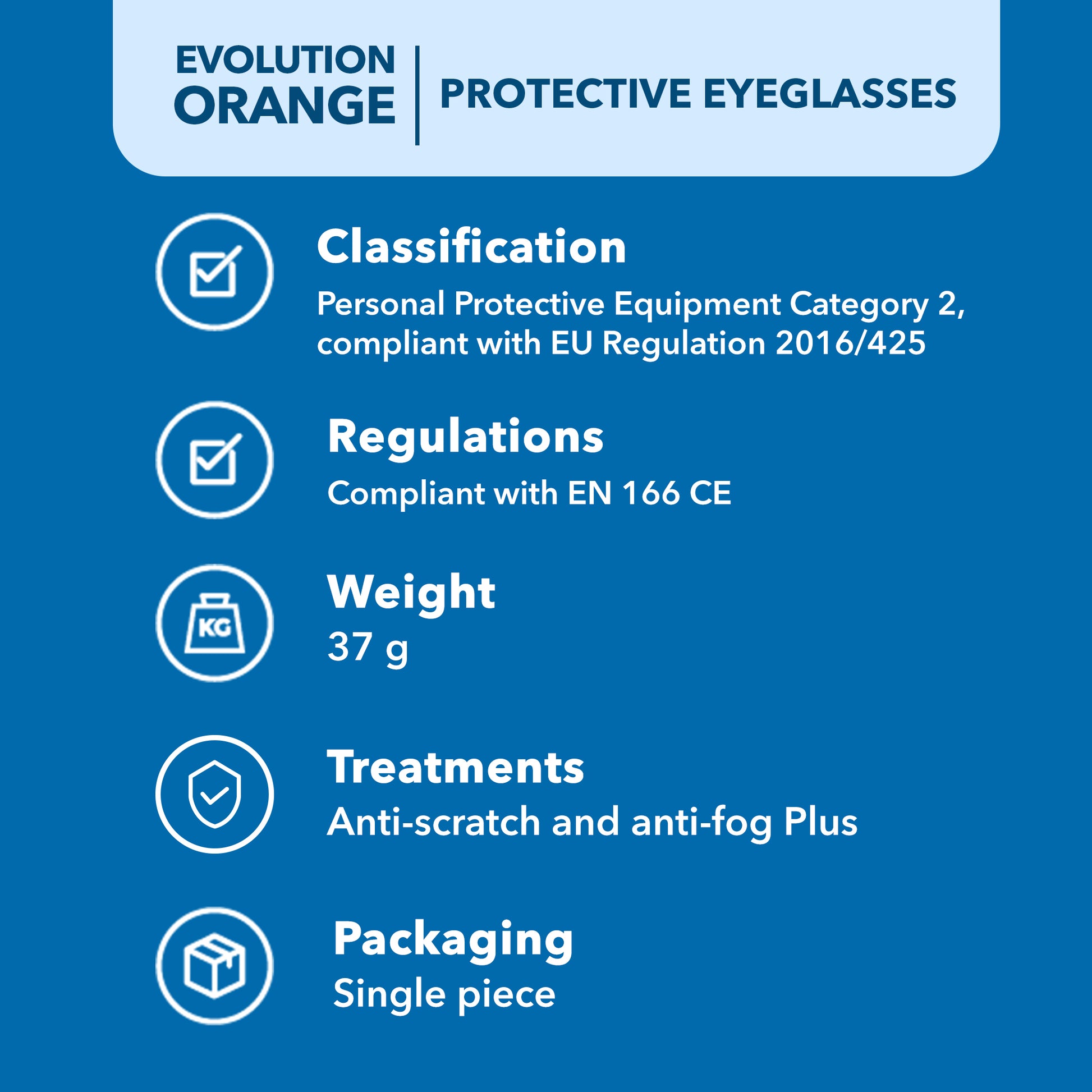 Evolution Orange Protective Eyeglasses | UV400 & Blue Light Protection | Lightweight Anti-Fog & Anti-Scratch Safety Eyewear | Euronda Monoart