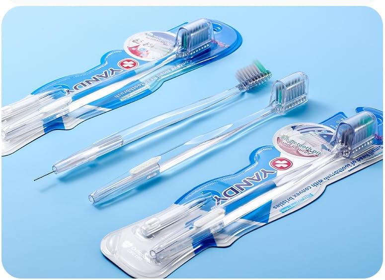 YANDY Concave Orthodontic Toothbrush for Braces Brackets, Pack of 1,Tail Self-Contained Interdental Brush, Soft Bristles