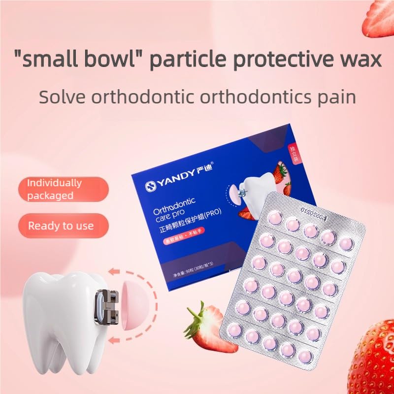 YANDY Orthodontic Wax for Braces and Dental Devices,Protective wax Granules,180 Individual Hygienic Packs,Strawberry Flavor