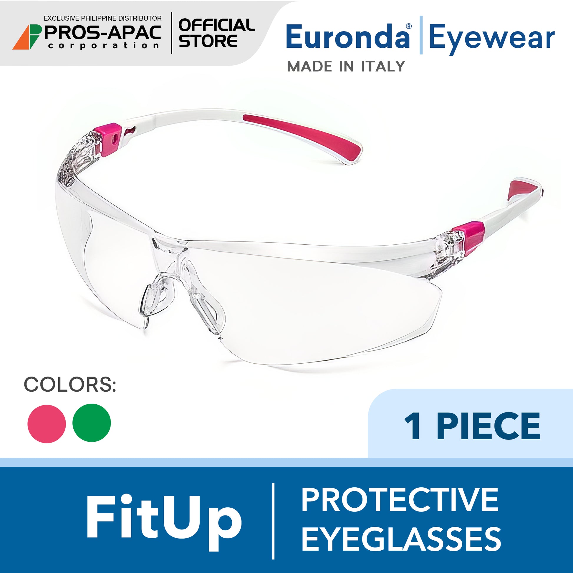 Fit Up Protective Safety Eyeglasses Anti-Fog & Anti-Scratch Eyewear | Euronda Monoart PROS APAC