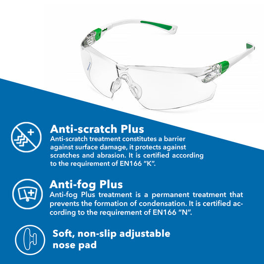 Fit Up Protective Safety Eyeglasses Anti-Fog & Anti-Scratch Eyewear | Euronda Monoart PROS APAC