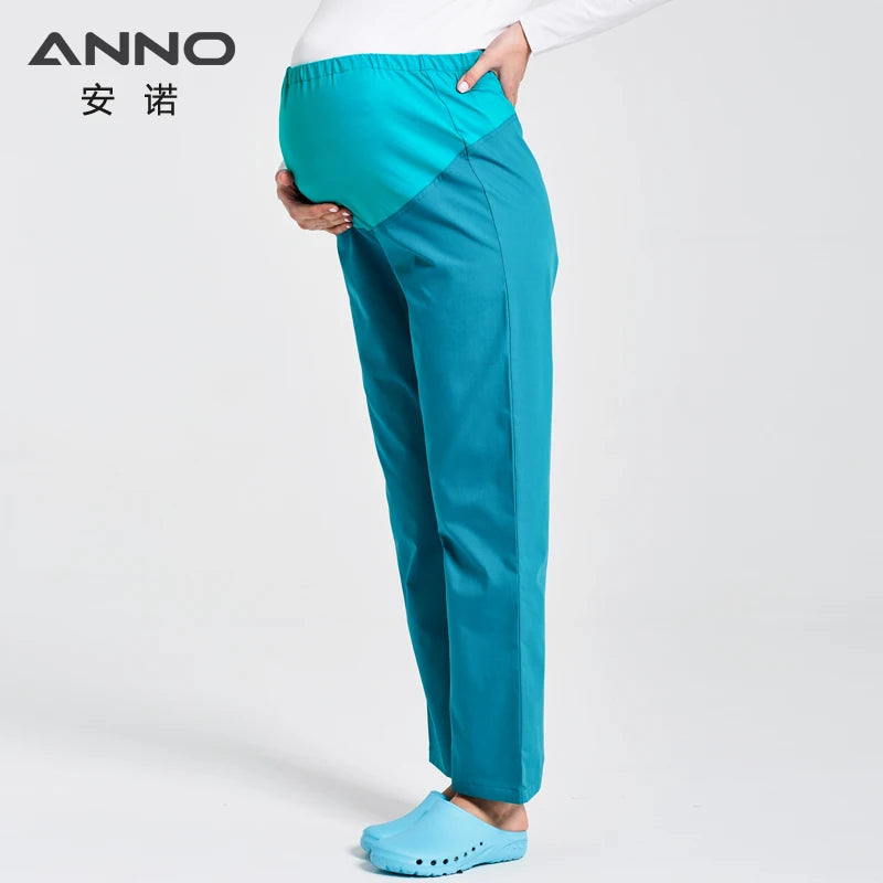 ANNO Maternity Work wear Loose Pregnant Woman Nurse Uniforms Hospital Clothing Female Adjustable Waist Scrubs Set
