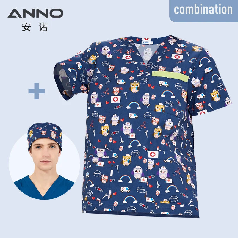 ANNO Hospital Staff Medical Nursing Uniforms Clothing Scrub Tops for Male Female Dental Clinic Supplies Nurse Uniforms Shirt