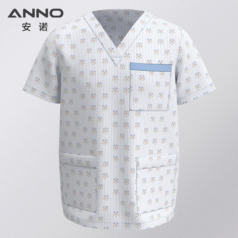 ANNO Hospital Staff Medical Nursing Uniforms Clothing Scrub Tops for Male Female Dental Clinic Supplies Nurse Uniforms Shirt CangLu-Top