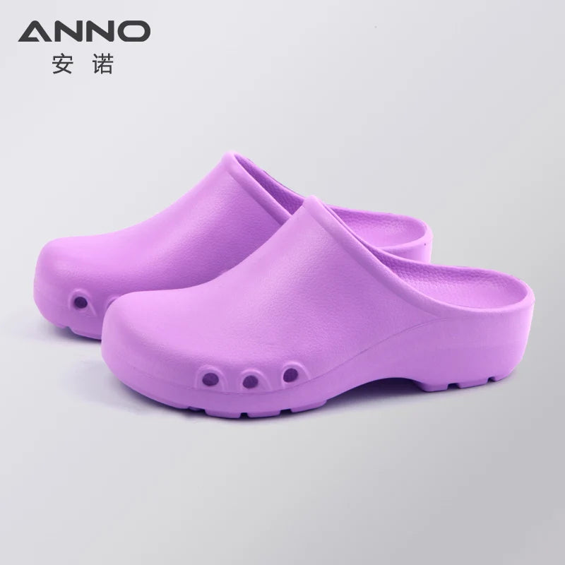 Soft Doctors Nurses Shoes EVA Anti-slip Clogs Operating Room Lab Slippers Chef Work Flat flip flop Suitable for Long Standing Light Purple(QianZi)
