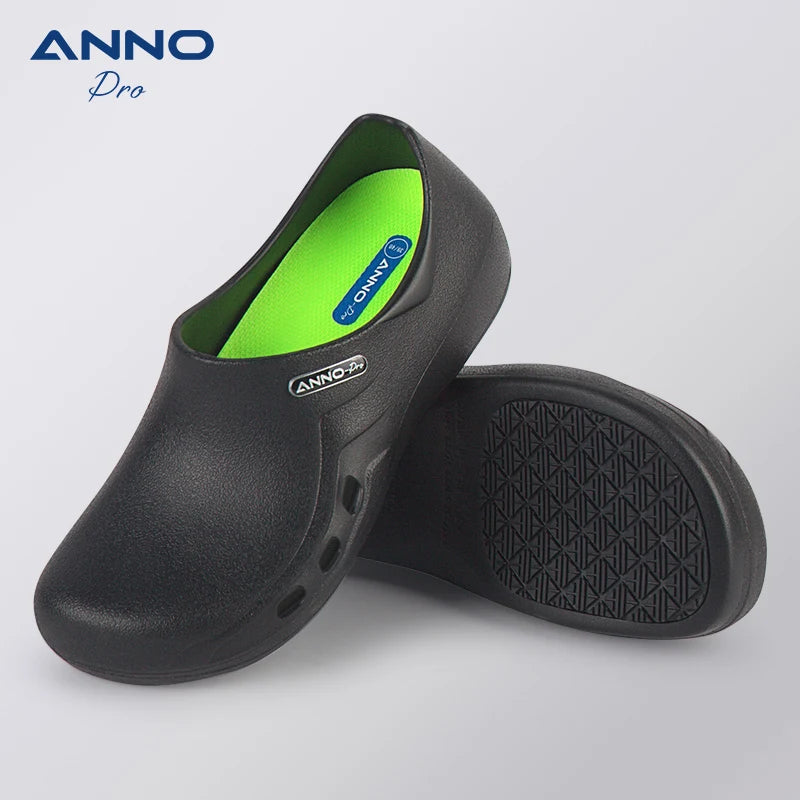 ANNO Soft Doctors Nurses Anti-slip Protective Clogs Operating Room Slippers Chef Work Flat Hospital Foot Wear with Shoes Pad HeiSe