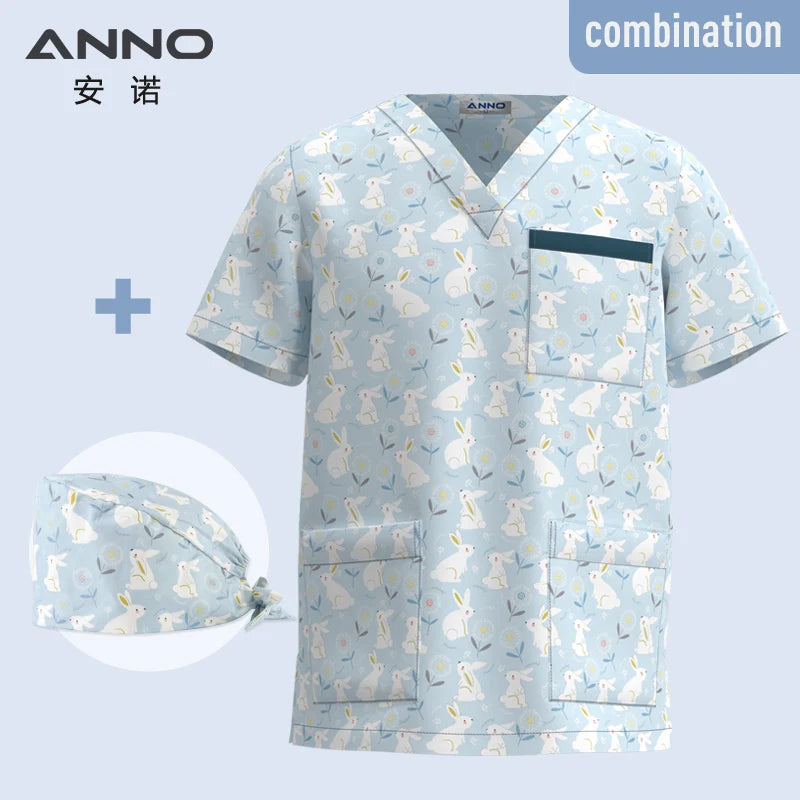 ANNO Hospital Staff Medical Nursing Uniforms Clothing Scrub Tops for Male Female Dental Clinic Supplies Nurse Uniforms Shirt