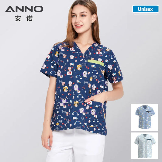 ANNO Hospital Staff Scrubs New Design Nursing Uniform Unisex Dental Clinic Supplies Nurse Work Uniforms Tops Pants Optional