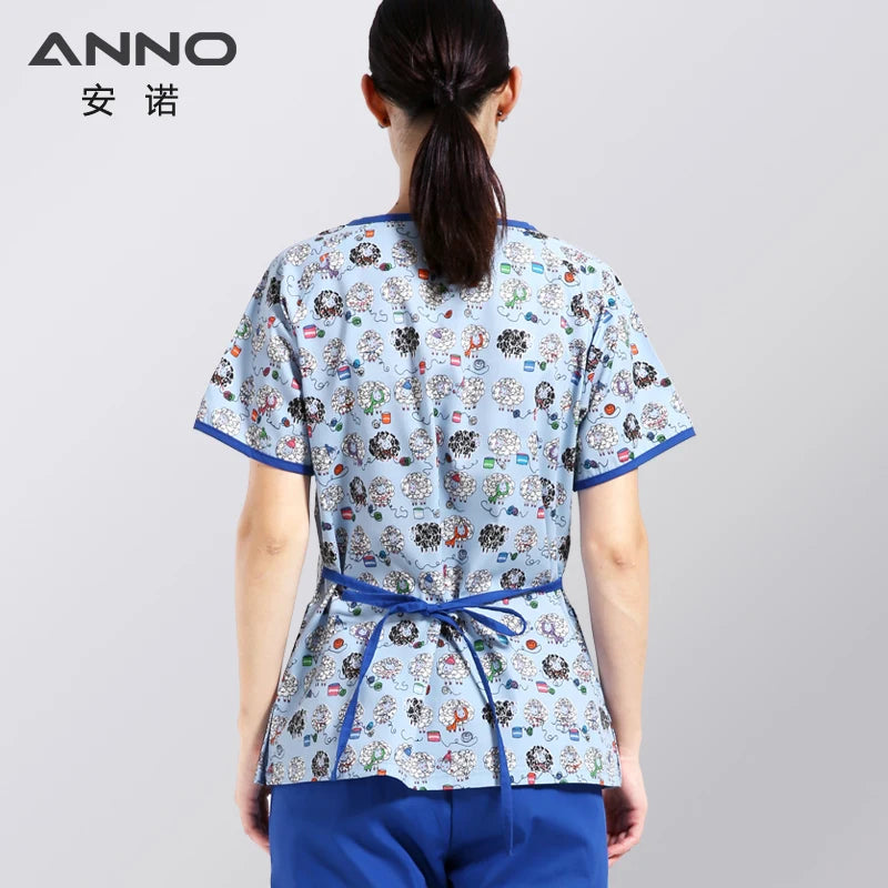 ANNO Adjustable Waist Hospital Staff Scrubs Body Nursing Uniform Women Female Dental Clinic Supply Nurse Work Uniforms Slim Fit