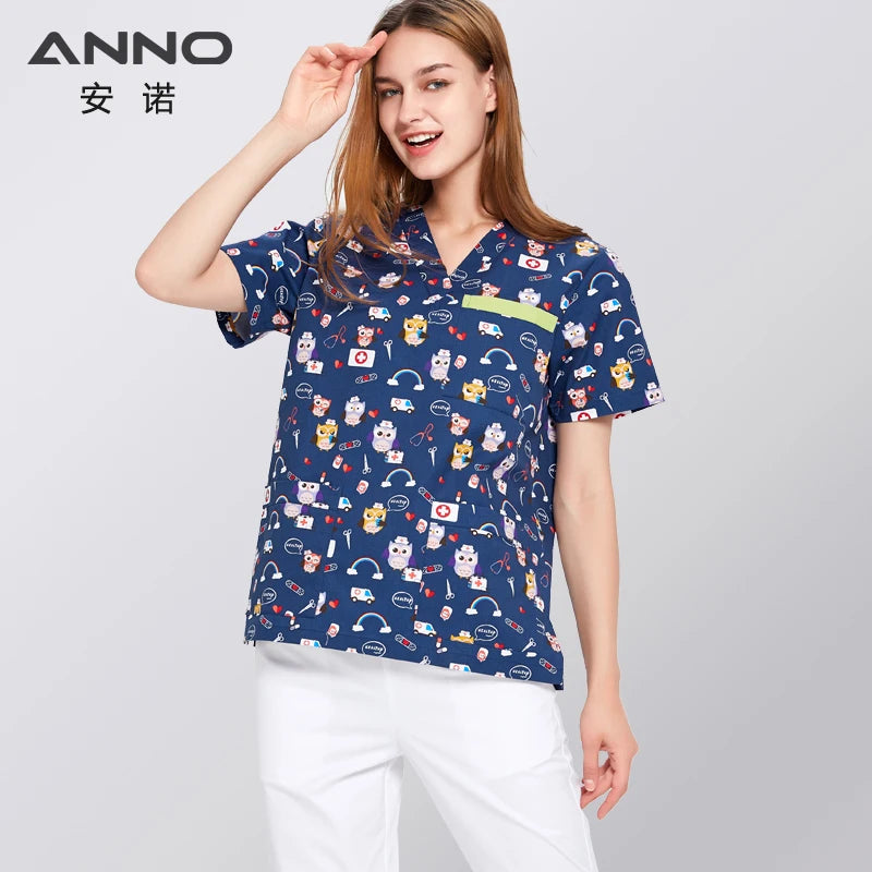 ANNO Hospital Staff Scrubs New Design Nursing Uniform Unisex Dental Clinic Supplies Nurse Work Uniforms Tops Pants Optional