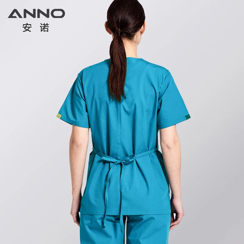 ANNO Maternity Work wear Loose Pregnant Woman Nurse Uniforms Hospital Clothing Female Adjustable Waist Scrubs Set