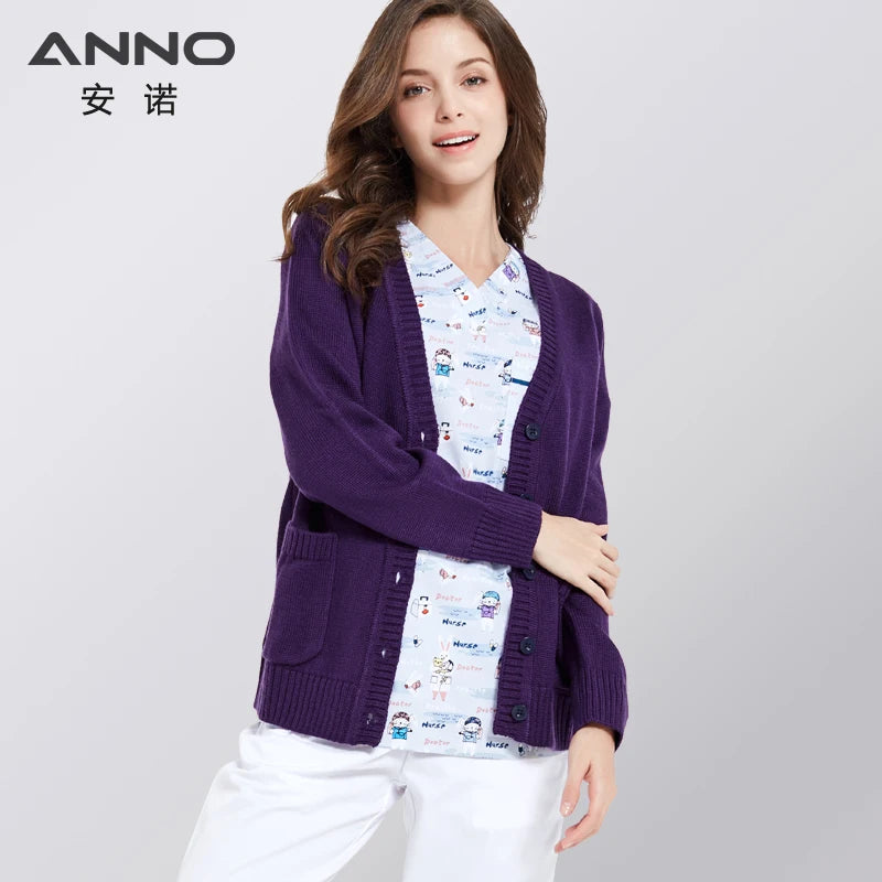 ANNO Long Sleeves Cotton Sweater Winter Hospital Equipment Unisex Work Wear Clothing Keep Warm Shirt Nursing Accessories