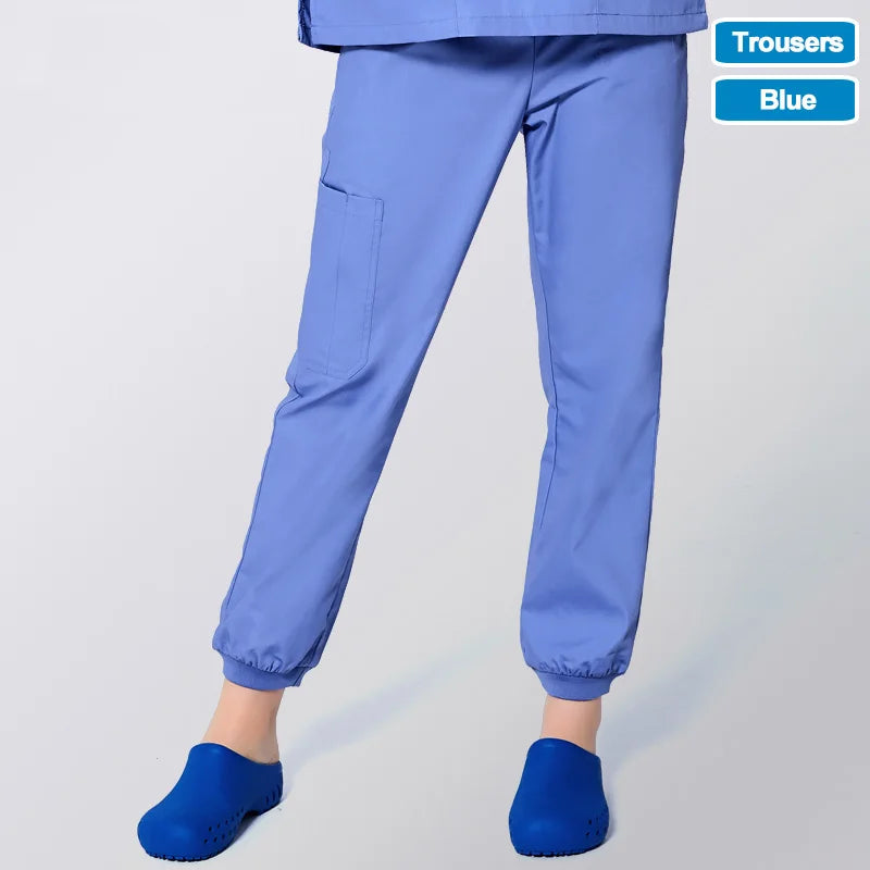 ANNO Work Trousers Doctor Nurse Uniform Bottoms Elastic Cuffs Dental Medical Clothing Scrub Nursing Pencil Jogger Pants