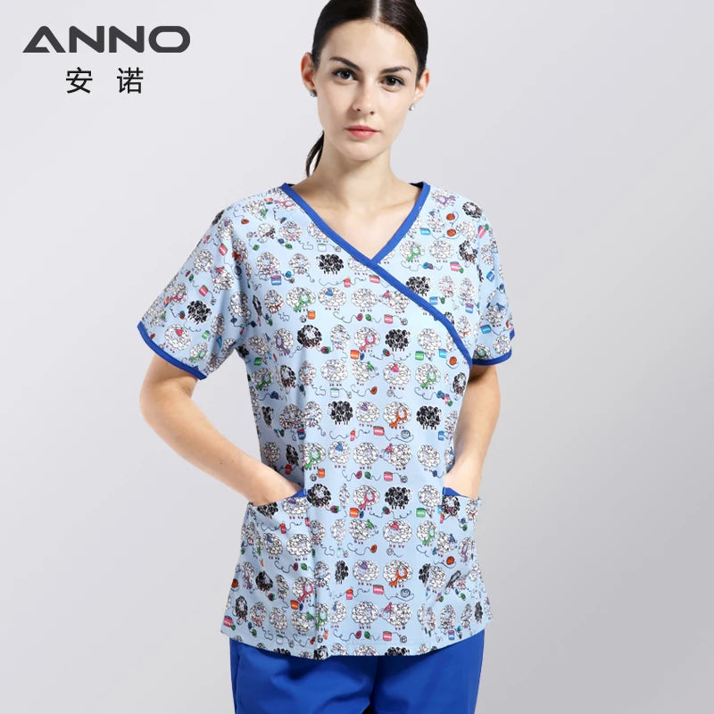 ANNO Adjustable Waist Hospital Staff Scrubs Body Nursing Uniform Women Female Dental Clinic Supply Nurse Work Uniforms Slim Fit